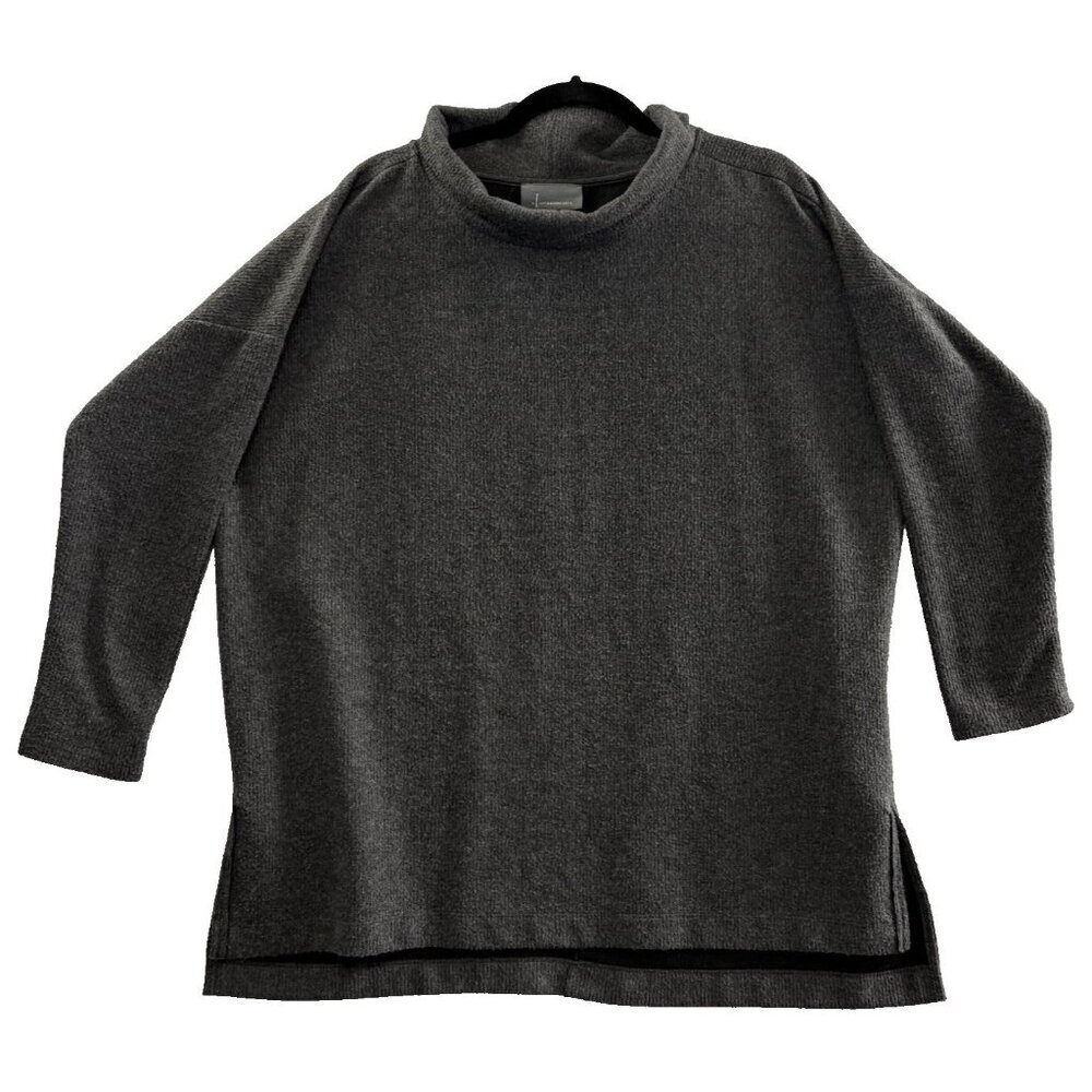 ANTHROPOLOGIE Women Mock Neck Pullover 3/4 Sleeve Sweater Sz L/XL Gray 27-9